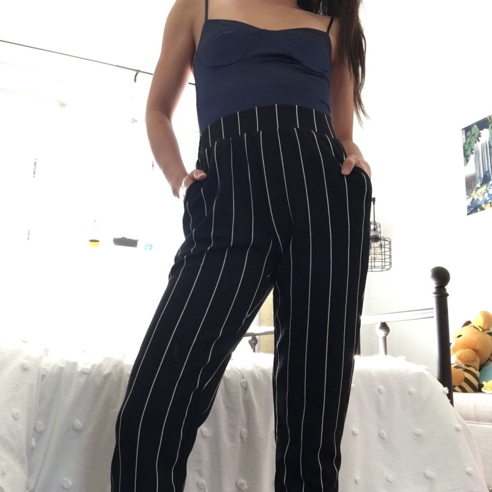 Striped High Waisted Pants (w/ pockets!)